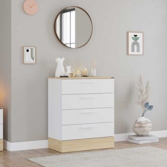 Alternative view of Συρταριέρα Base Megapap χρώμα oak - λευκό 72x40x88εκ.