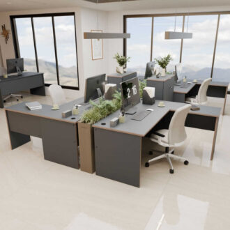 Alternative view of Γραφείο διευθυντικό Rio Megapap γωνιακό αναστρέψιμο χρώμα ανθρακί 160x144x75εκ.