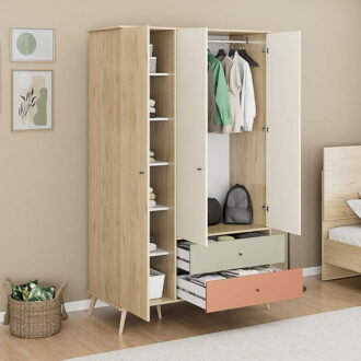 Alternative view of Ντουλάπα ρούχων Terra Megapap τρίφυλλη με συρτάρια χρώμα florida oak 121x54x200εκ.