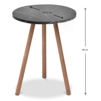 Alternative view of Τραπεζάκι βοηθητικό Roma Megapap χρώμα μαύρο εφέ μαρμάρου 33,5x33,5x46εκ.