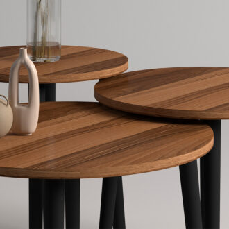 Alternative view of Τραπεζάκι σαλονιού σετ 3 τμχ Roma Megapap χρώμα καρυδί Φ60x46εκ.