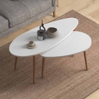 Alternative view of Τραπεζάκια βοηθητικά Elips Megapap χρώμα λευκό 116x46x46εκ.