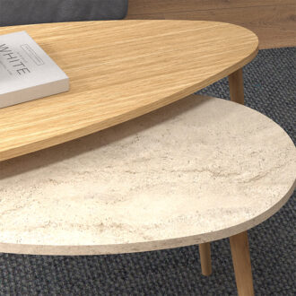Alternative view of Τραπεζάκι σαλονιού σετ 2 τμχ Elips Megapap χρώμα oak - travertine 116x46x46εκ.