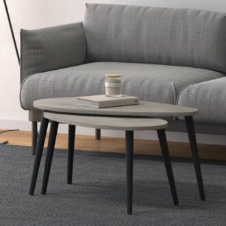 Alternative view of Τραπεζάκι σαλονιού σετ 2 τμχ Spline Megapap χρώμα γκρι ρετρό 80x40x46εκ.