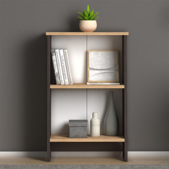 Alternative view of Βιβλιοθήκη Flora Megapap χρώμα industrial grey - oak 52x25x80εκ.