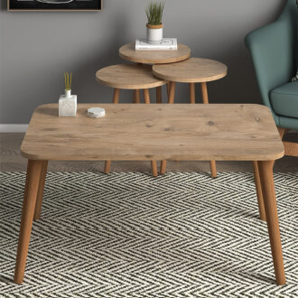 Alternative view of Τραπεζάκι σαλονιού σετ 4 τμχ Soul Megapap χρώμα oak 90x55x43εκ.