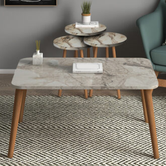 Alternative view of Τραπεζάκι σαλονιού σετ 4 τμχ Soul Megapap χρώμα μπεζ εφέ μαρμάρου 90x55x43εκ.