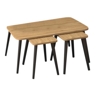 Alternative view of Τραπεζάκι σαλονιού σετ 3 τμχ Oliva Megapap χρώμα oak 90x55x46εκ.