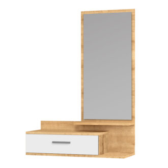 Alternative view of Έπιπλο εισόδου - τουαλέτα Joy Megapap με καθρέπτη χρώμα φυσικό οξιάς - λευκό 80x35x116εκ.