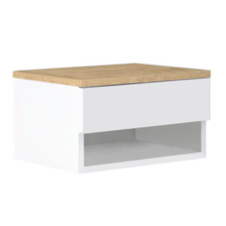 Alternative view of Κομοδίνο επιτοίχιο Mary Megapap χρώμα φυσικό οξιάς - λευκό 40x30x23εκ.