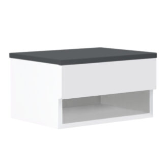 Alternative view of Κομοδίνο επιτοίχιο Mary Megapap χρώμα ανθρακί - λευκό 40x30x23εκ.