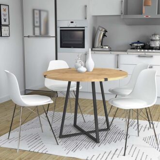 Τραπέζι Rubes Megapap χρώμα φυσικό οξιάς - ανθρακί 100x100x78εκ.