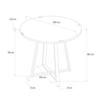 Alternative view of Τραπέζι Rubes Megapap χρώμα καρυδί - ανθρακί 100x100x78εκ.