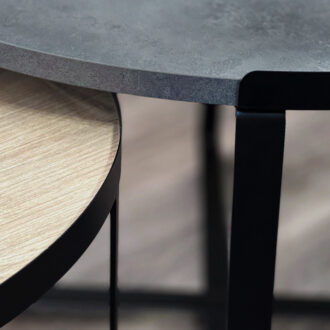 Alternative view of Σετ τραπεζάκια σαλονιού Davis Megapap 2τμχ. χρώμα γκρι σκυροδέματος/φυσικό οξιάς 70x69x46εκ.