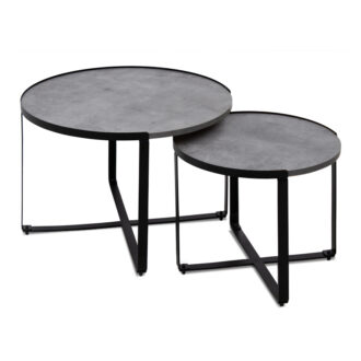 Σετ τραπεζάκια σαλονιού Davis Megapap 2τμχ. χρώμα γκρι σκυροδέματος 70x69x46εκ.