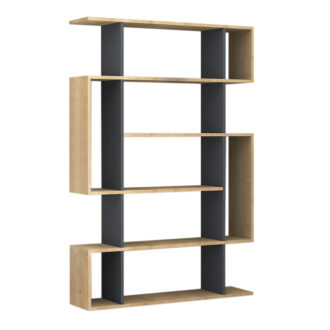 Alternative view of Βιβλιοθήκη Clint Megapap χρώμα φυσικό οξιάς - ανθρακί 108,5x25,5x161εκ.