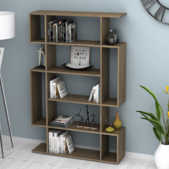 Alternative view of Βιβλιοθήκη Clint Megapap χρώμα καρυδί 108,5x25,5x161εκ.