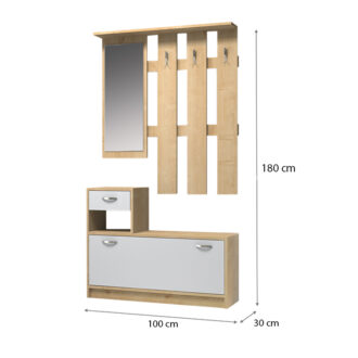 Alternative view of Έπιπλο εισόδου Raynold Megapap χρώμα φυσικό οξιάς - λευκό 100x30x180εκ.