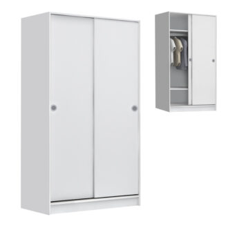 Ντουλάπα ρούχων Misra Megapap δίφυλλη συρόμενη χρώμα λευκό 94x52x182εκ.