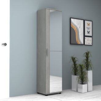 Alternative view of Ντουλάπα ρούχων - παπουτσοθήκη Visla Megapap μονόφυλλη με καθρέπτη χρώμα γκρι σκυροδέματος 45x36x187εκ.