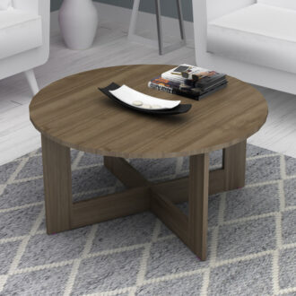 Τραπεζάκι σαλονιού Kati Megapap χρώμα καρυδί Ø80x42εκ.