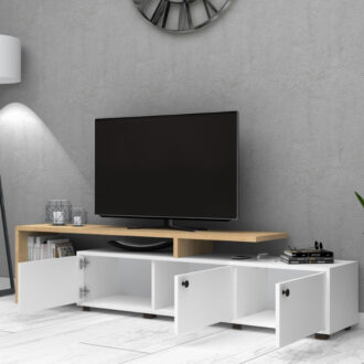 Alternative view of Έπιπλο τηλεόρασης Amadeo Megapap χρώμα λευκό - φυσικό οξιάς 197,5x35x46cm.