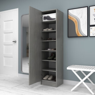 Alternative view of Ντουλάπα ρούχων - παπουτσοθήκη Petro Megapap μονόφυλλη χρώμα γκρι σκυροδέματος 45x38x180εκ.