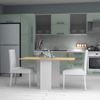 Alternative view of Τραπέζι Pepe Megapap επεκτεινόμενο χρώμα λευκό - φυσικό οξιάς 28(56+56)x77x75εκ.