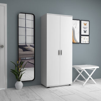 Alternative view of Ντουλάπα ρούχων - παπουτσοθήκη Eric Megapap δίφυλλη χρώμα λευκό 76x36x187εκ.