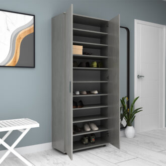 Alternative view of Ντουλάπα ρούχων - παπουτσοθήκη Eric Megapap δίφυλλη χρώμα γκρι σκυροδέματος 76x36x187εκ.