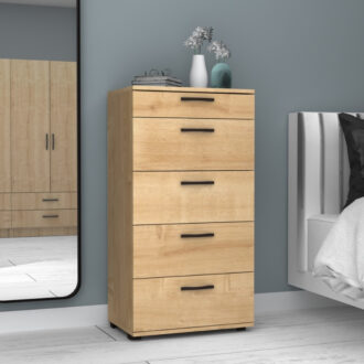 Alternative view of Συρταριέρα Helia Megapap χρώμα φυσικό οξιάς 60x44x108εκ.