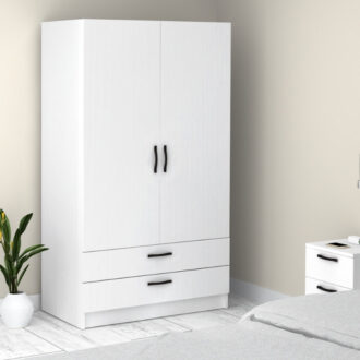 Alternative view of Ντουλάπα ρούχων Victoria Megapap δίφυλλη με συρτάρια χρώμα λευκό 100x60x181εκ.