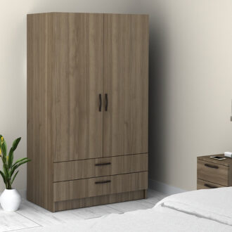 Alternative view of Ντουλάπα ρούχων Victoria Megapap δίφυλλη με συρτάρια χρώμα καρυδί 100x60x181εκ.