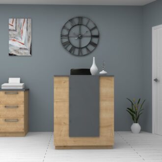 Alternative view of Γραφείο υποδοχής - reception Gemini Megapap χρώμα φυσικό οξιάς - ανθρακί 90x50x110εκ.