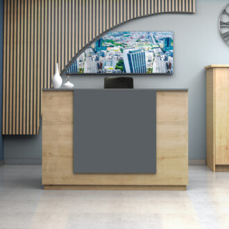 Alternative view of Γραφείο υποδοχής - reception Gemini Megapap χρώμα φυσικό οξιάς - ανθρακί 180x70x110εκ.