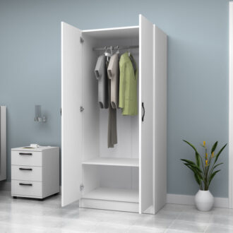 Alternative view of Ντουλάπα ρούχων Vivian Megapap δίφυλλη χρώμα λευκό 80x51,8x181εκ.