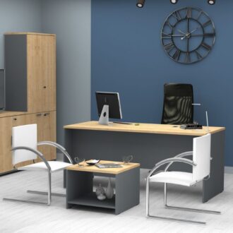 Alternative view of Τραπεζάκι γραφείου επαγγελματικό Venturo Megapap χρώμα ανθρακί - φυσικό οξιάς 60x60x45εκ.