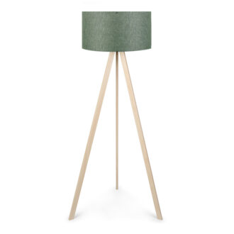 Φωτιστικό δαπέδου Rosling Megapap Mdf/ύφασμα Pvc χρώμα φυσικό/χακί 38x38x140εκ.