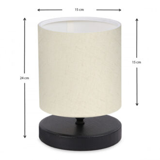 Alternative view of Φωτιστικό επιτραπέζιο Hassard Megapap ύφασμα/Mdf χρώμα κρεμ/μαύρο 15x16x22εκ.