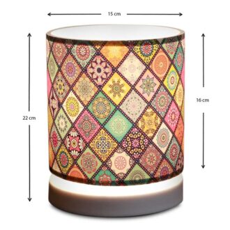 Alternative view of Φωτιστικό επιτραπέζιο Hassard Megapap ύφασμα/Mdf χρώμα πολύχρωμο/λευκό 15x16x22εκ.