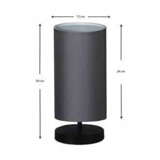 Alternative view of Φωτιστικό επιτραπέζιο Winkler Megapap ύφασμα/ξύλο/μέταλλο χρώμα ανθρακί/μαύρο 15x24x30εκ.