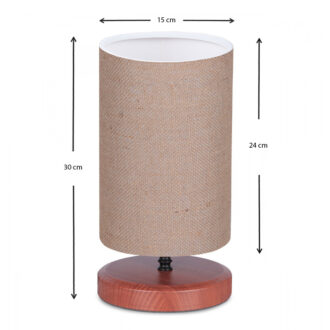 Alternative view of Φωτιστικό επιτραπέζιο Winkler Megapap wicker ύφασμα/ξύλο/μέταλλο χρώμα ανοιχτό καφέ 15x24x30εκ.