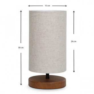 Alternative view of Φωτιστικό επιτραπέζιο Winkler Megapap wicker ύφασμα/ξύλο/μέταλλο χρώμα ανοιχτό καφέ 15x15x30εκ.