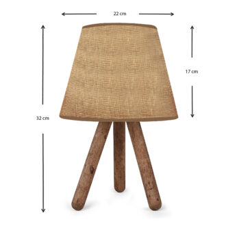 Alternative view of Φωτιστικό επιτραπέζιο Lander Megapap ύφασμα Pvc/ξύλο χρώμα μπεζ άμμου/καφέ 22x17x32εκ.