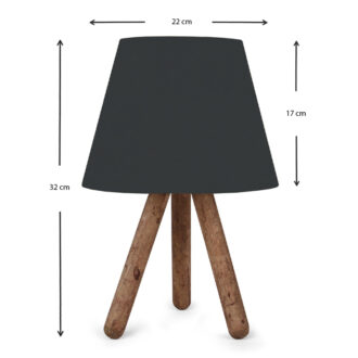 Alternative view of Φωτιστικό επιτραπέζιο Lander Megapap ύφασμα Pvc/ξύλο χρώμα μαύρο/καφέ 22x17x32εκ.