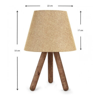 Alternative view of Φωτιστικό επιτραπέζιο Lander Megapap E27 ύφασμα Pvc - ξύλο χρώμα μπεζ - καφέ 22x17x33εκ.