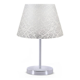 Φωτιστικό επιτραπέζιο Jules Megapap ύφασμα Pvc χρώμα λευκό/ασημί 22x17x37εκ.
