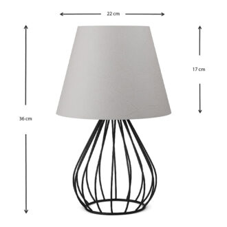 Alternative view of Φωτιστικό επιτραπέζιο Akerlind Megapap ύφασμα Pvc/μέταλλο χρώμα ανοιχτό γκρι/μαύρο 22x17x36εκ.