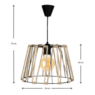 Alternative view of Φωτιστικό οροφής Andrew Megapap μέταλλο/σχοινί μονόφωτο χρώμα μαύρο φυσικό 30x30x20εκ.