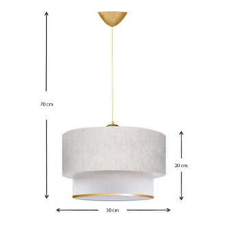 Alternative view of Φωτιστικό οροφής Barnhart Megapap υφασμάτινο μονόφωτο χρώμα λευκό/χρυσό 30x20x70εκ.